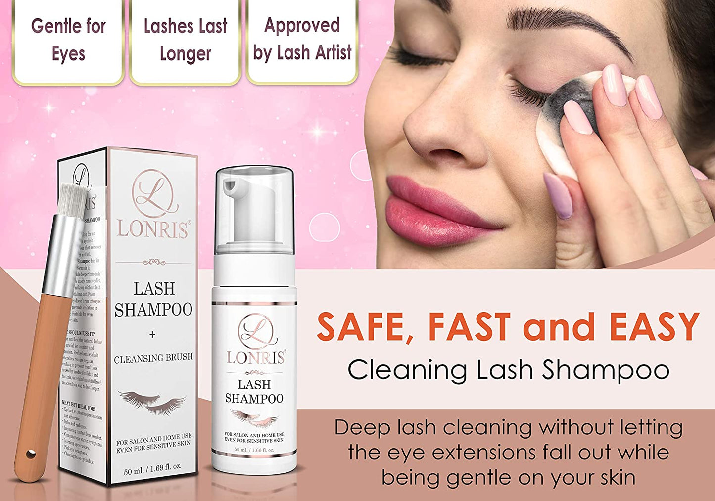 2 in 1 Eyelash Extension Shampoo & Mascara Remover - LONRIS